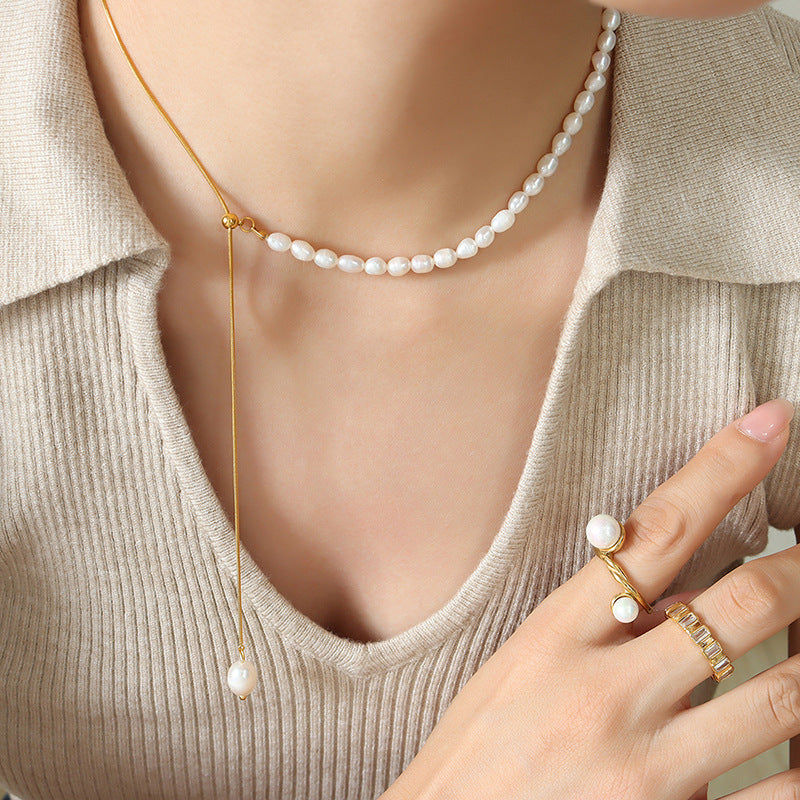 Adjustable Freshwater Pearl Tassel Necklace