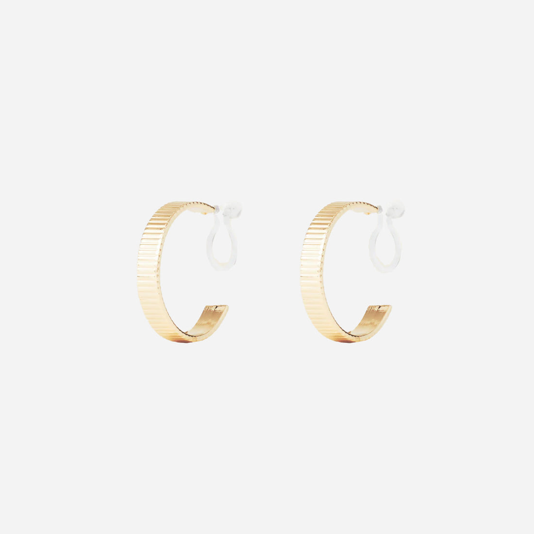 Textured Gold C-Hoop Clip-On Earrings - SOMIY