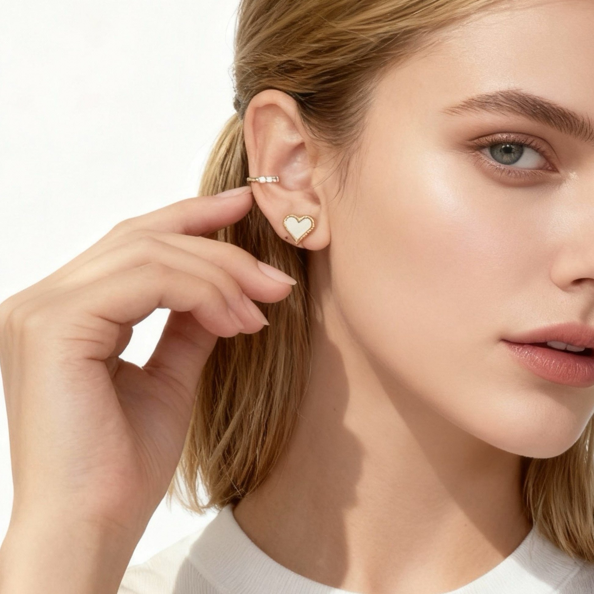 Heart-shaped shellfish Clip-On Stud Earrings for non-pierced ears – SOMIY