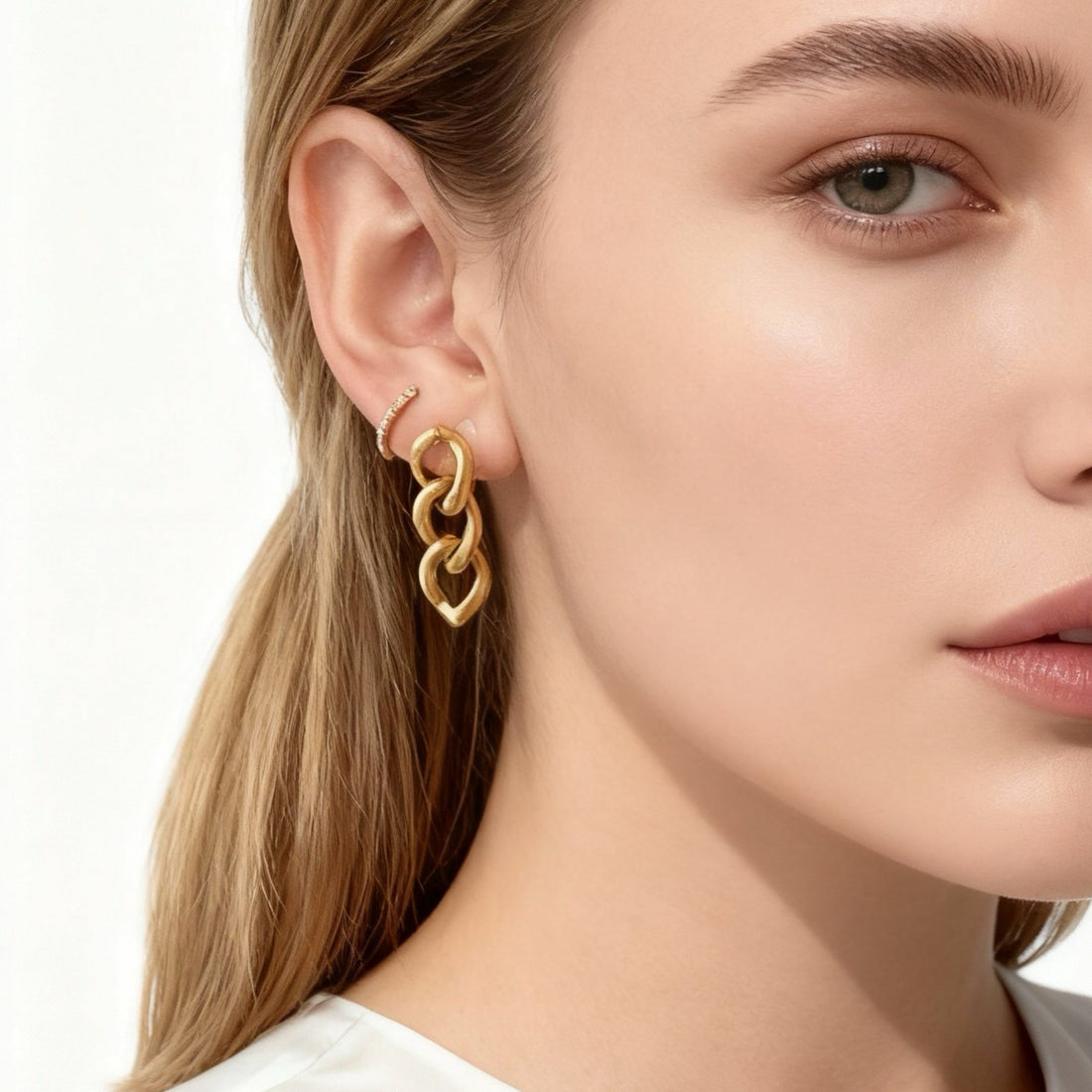 Gold Resindangle clip-on earrings by SOMIY – pain-free non-pierced jewelry for everyday wear