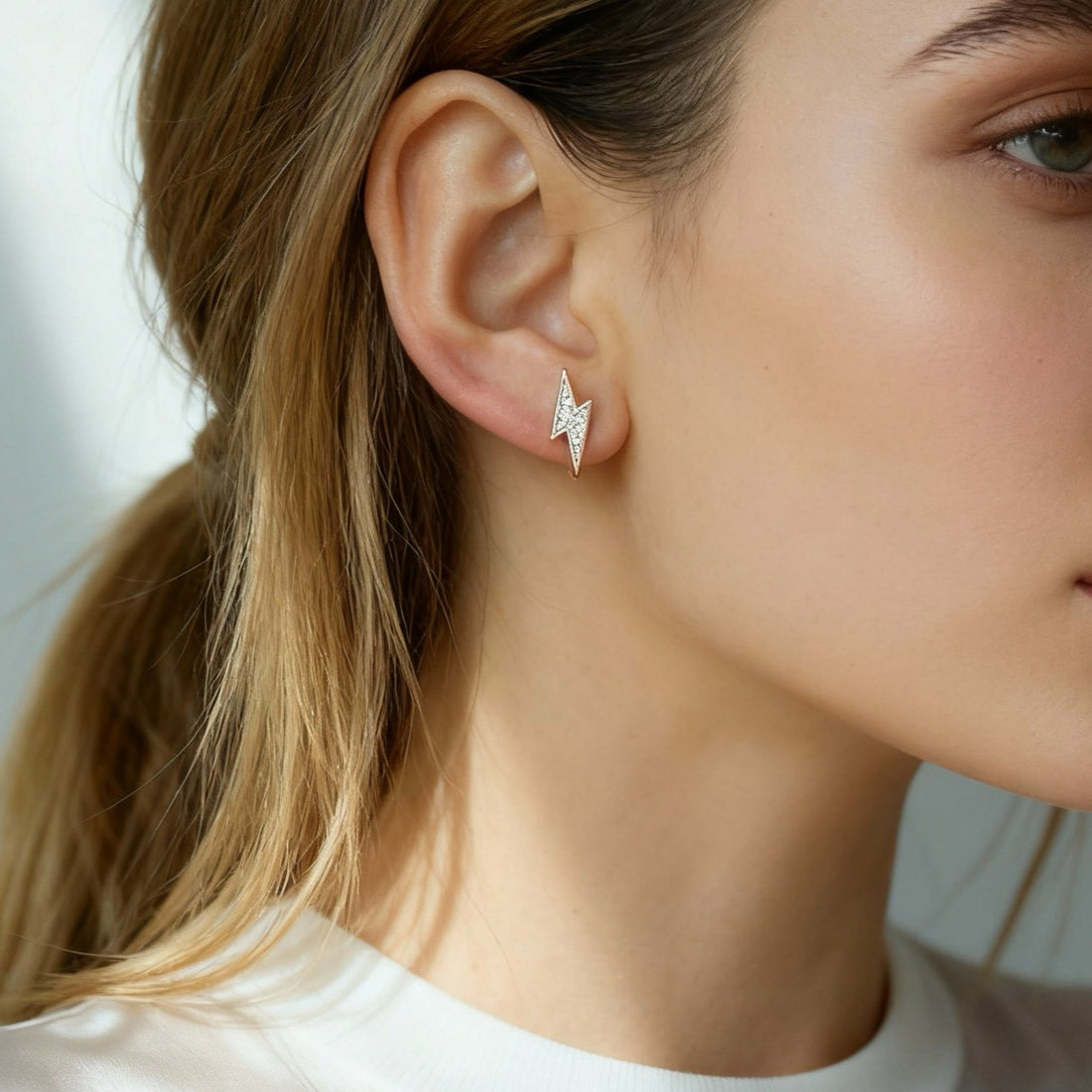 Gold Resin CZstud clip-on earrings by SOMIY – pain-free non-pierced jewelry for everyday wear