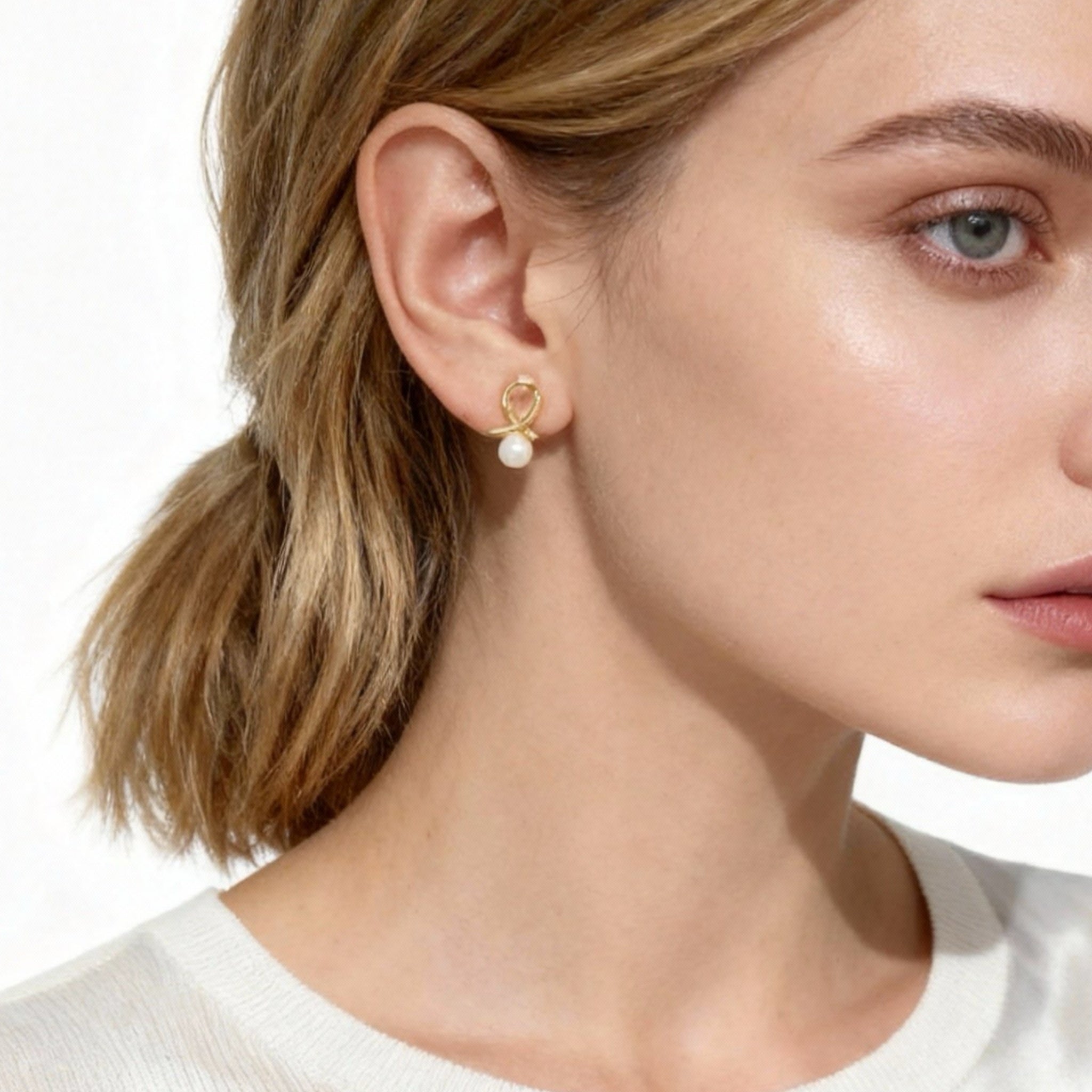 S925 Sterlingsilver Rocky Pärlklämma Örhängen - Guld