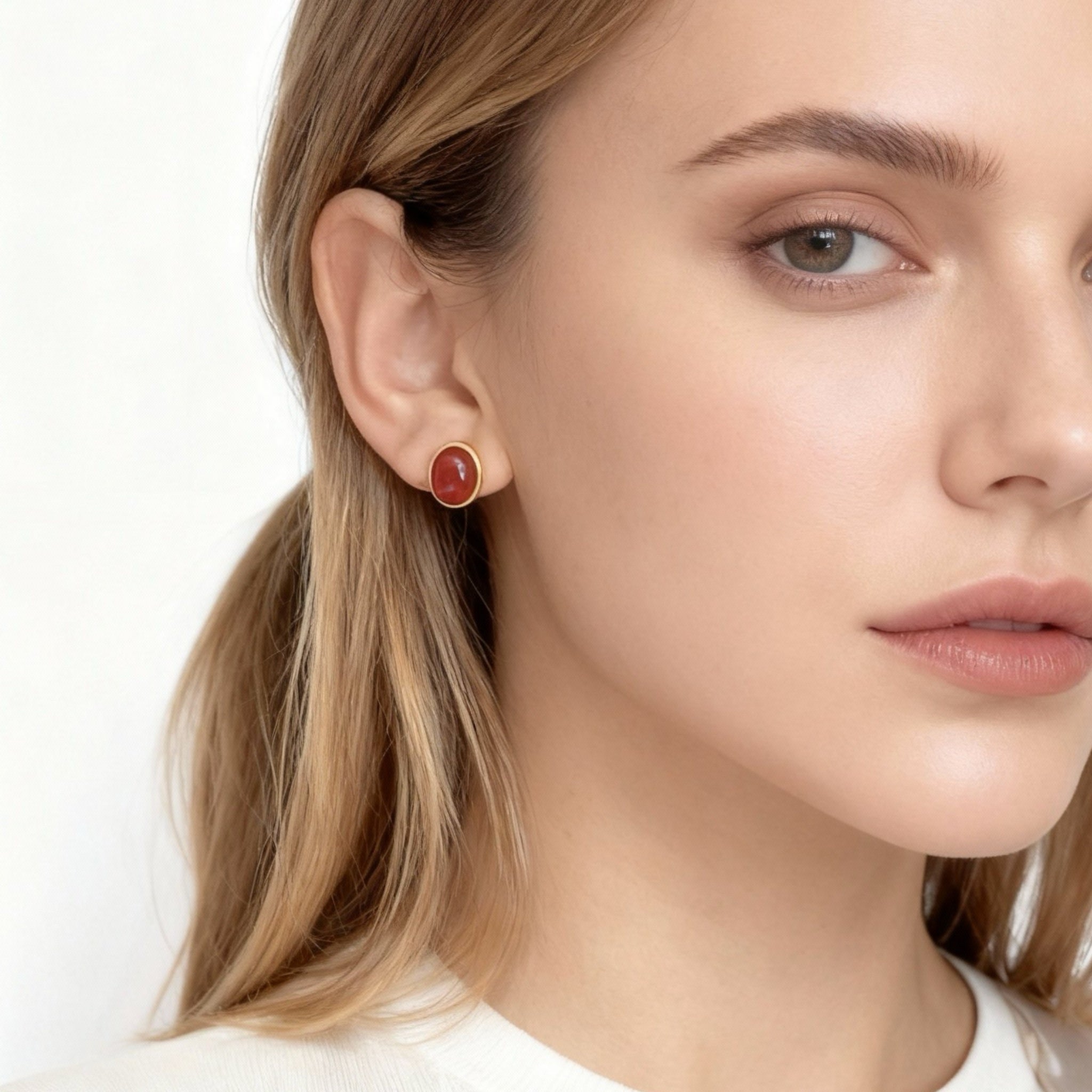 Ruby Clip-On Stud Earrings - Gold for non-pierced ears – SOMIY