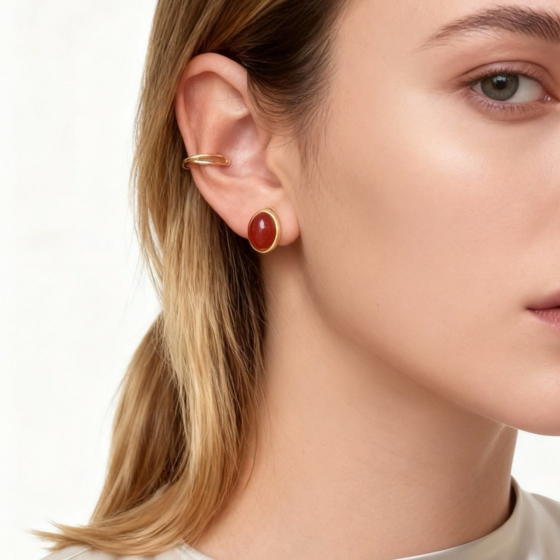 Ruby Clip-On Stud Earrings - Gold for non-pierced ears – SOMIY