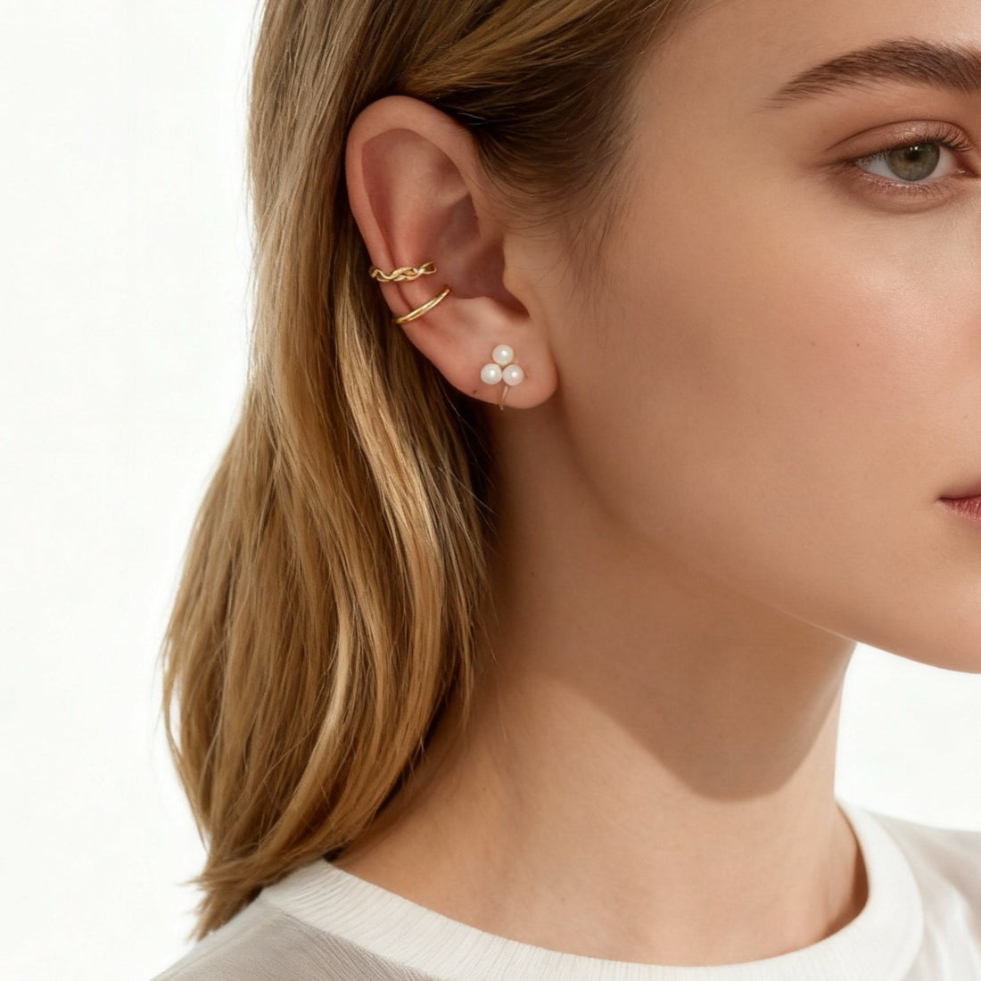 Gold Pearl Resin Crystalstud clip-on earrings by SOMIY – pain-free non-pierced jewelry for everyday wear