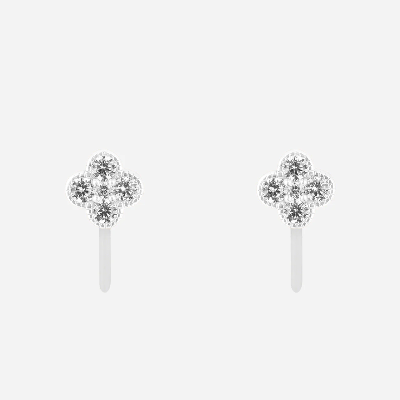 Four Leaf Clover Diamond Clip-On Earrings