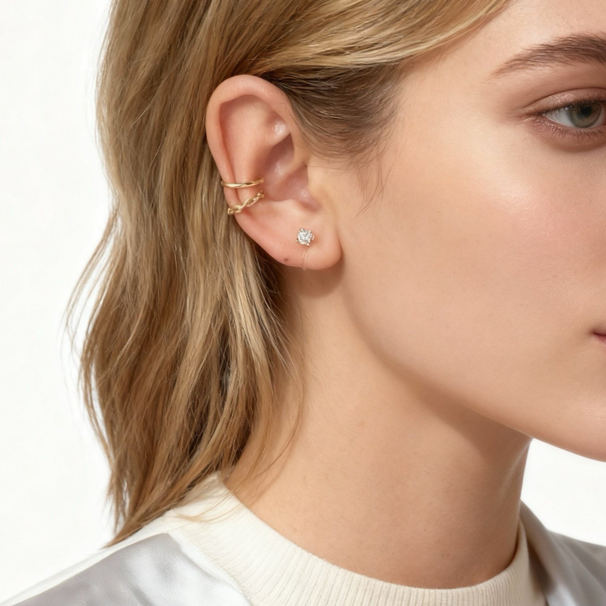 S925 Sterling Silver  Crystal Prong Clip-On Stud Earrings