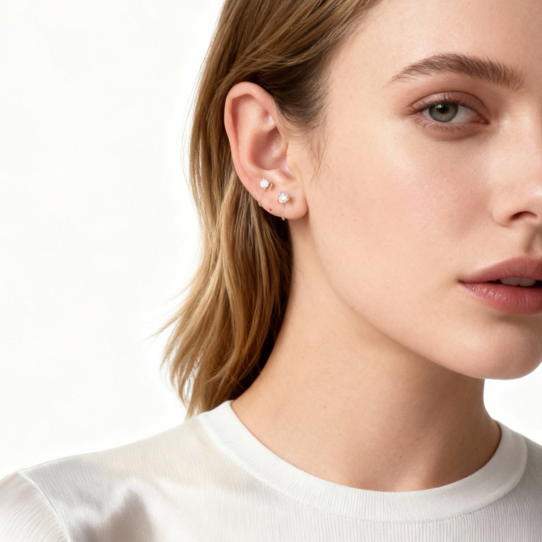 S925 Sterling Silver  Crystal Prong Clip-On Stud Earrings