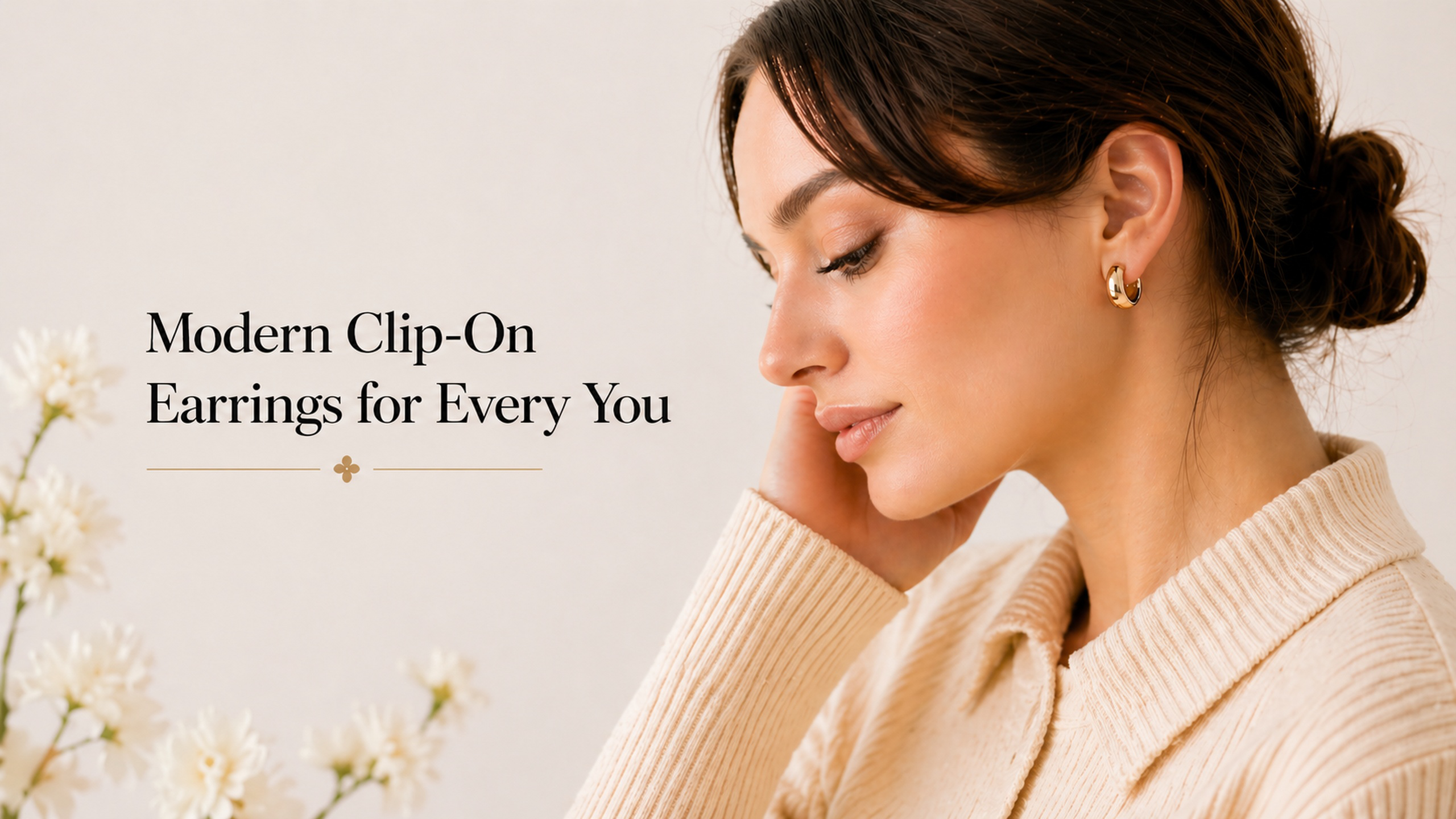 Model wearing SOMIY clip-on earrings for non-pierced ears16184552193b4706ec-0