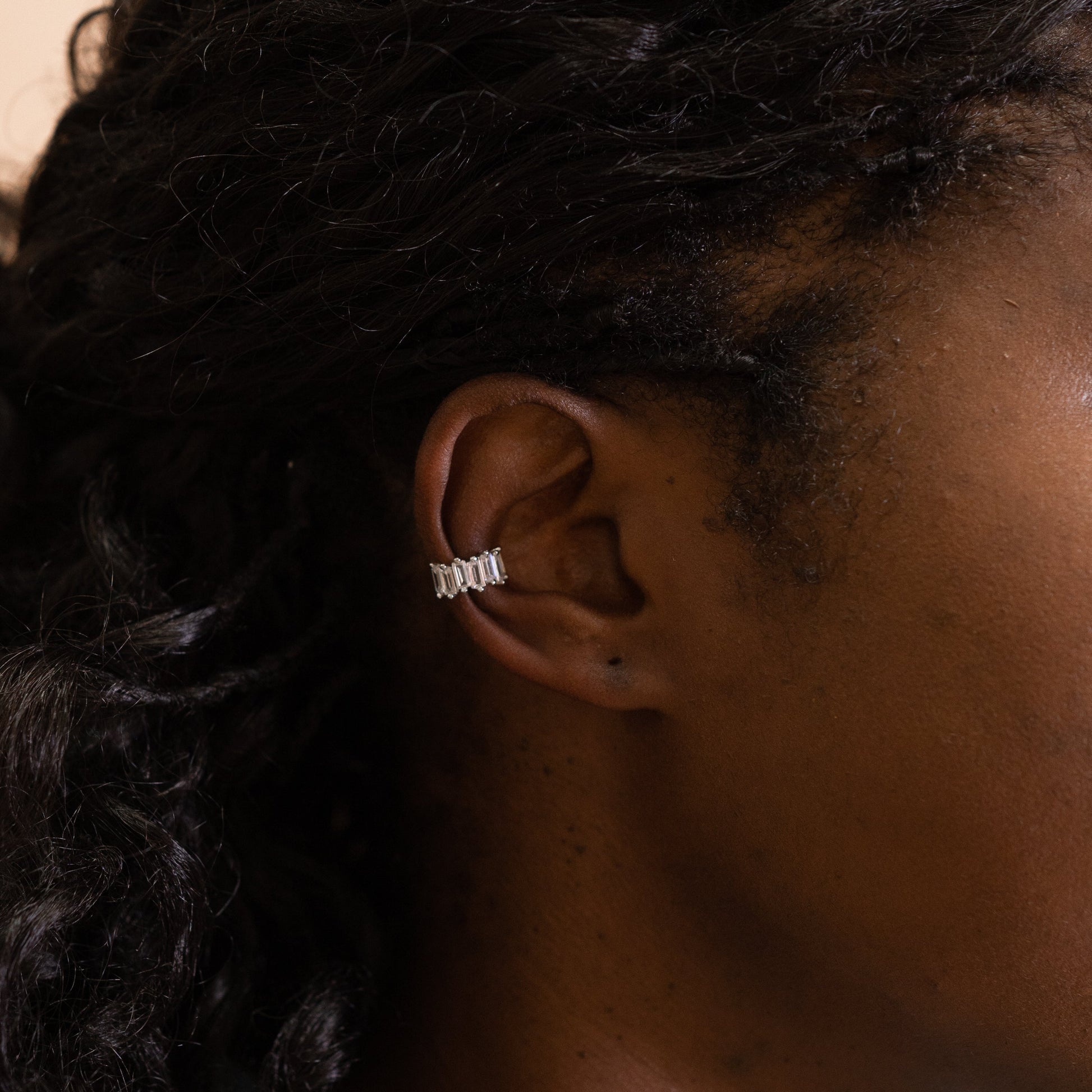 Irregular Rectangular Diamond Ear Cuff - SOMIY