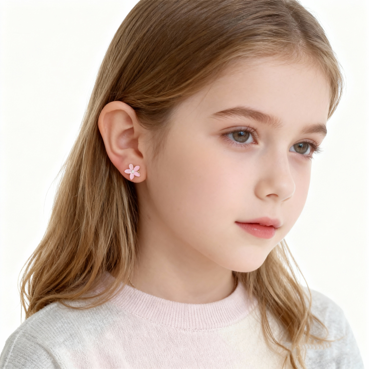 Roze bloemen Cutie Clip On Oorbellen