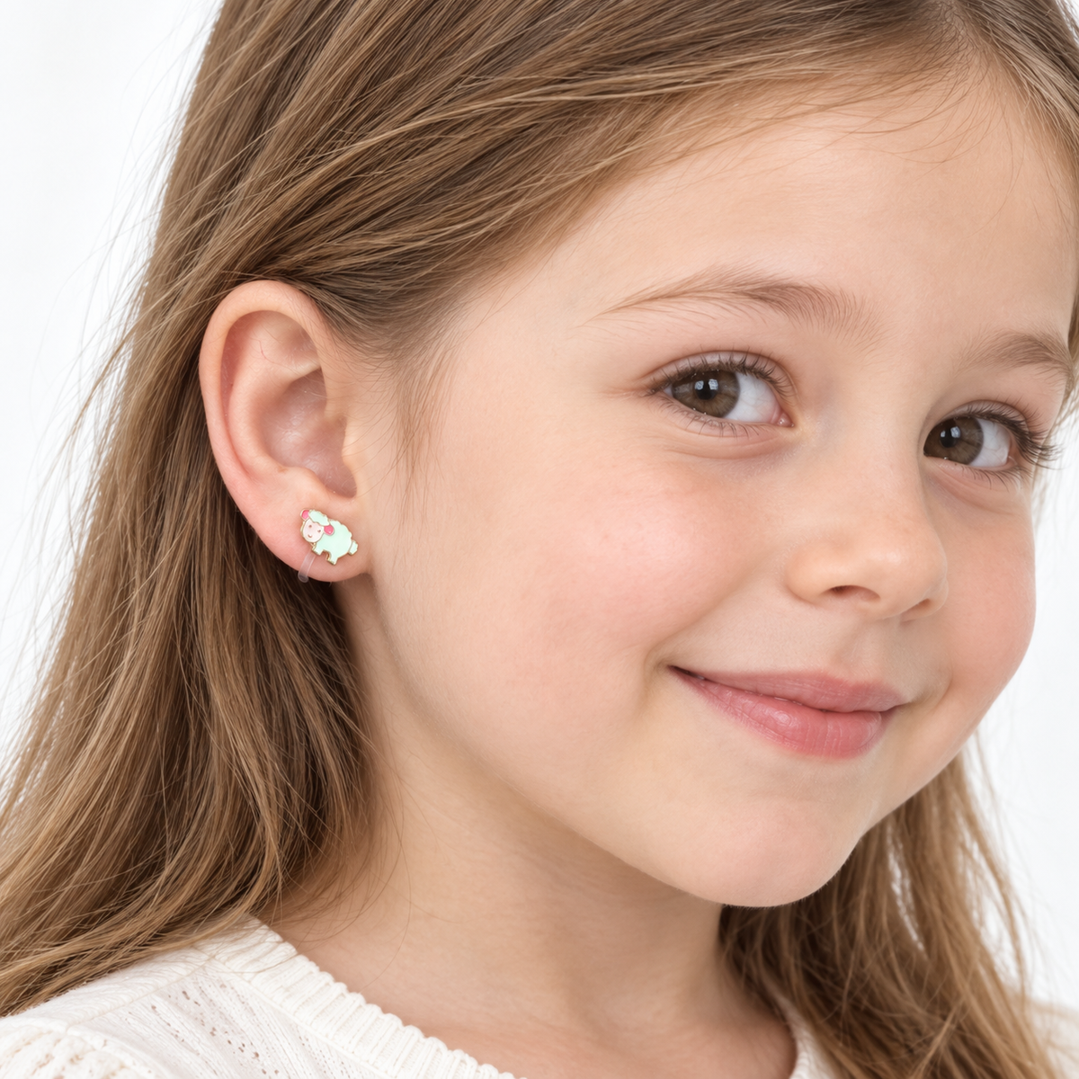 Little Lamb Clip-On Earrings - worn on the ear