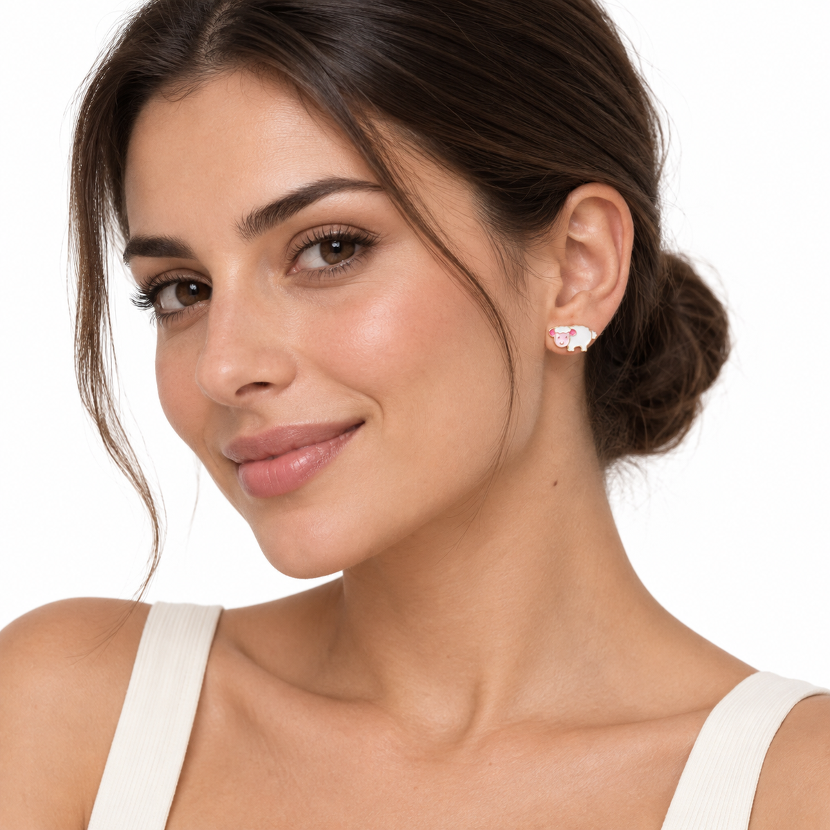 Little Lamb Clip-On Earrings - worn on the ear