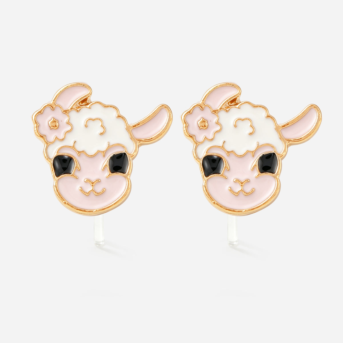 Flower Crown Llama Clip-On Earrings - product view