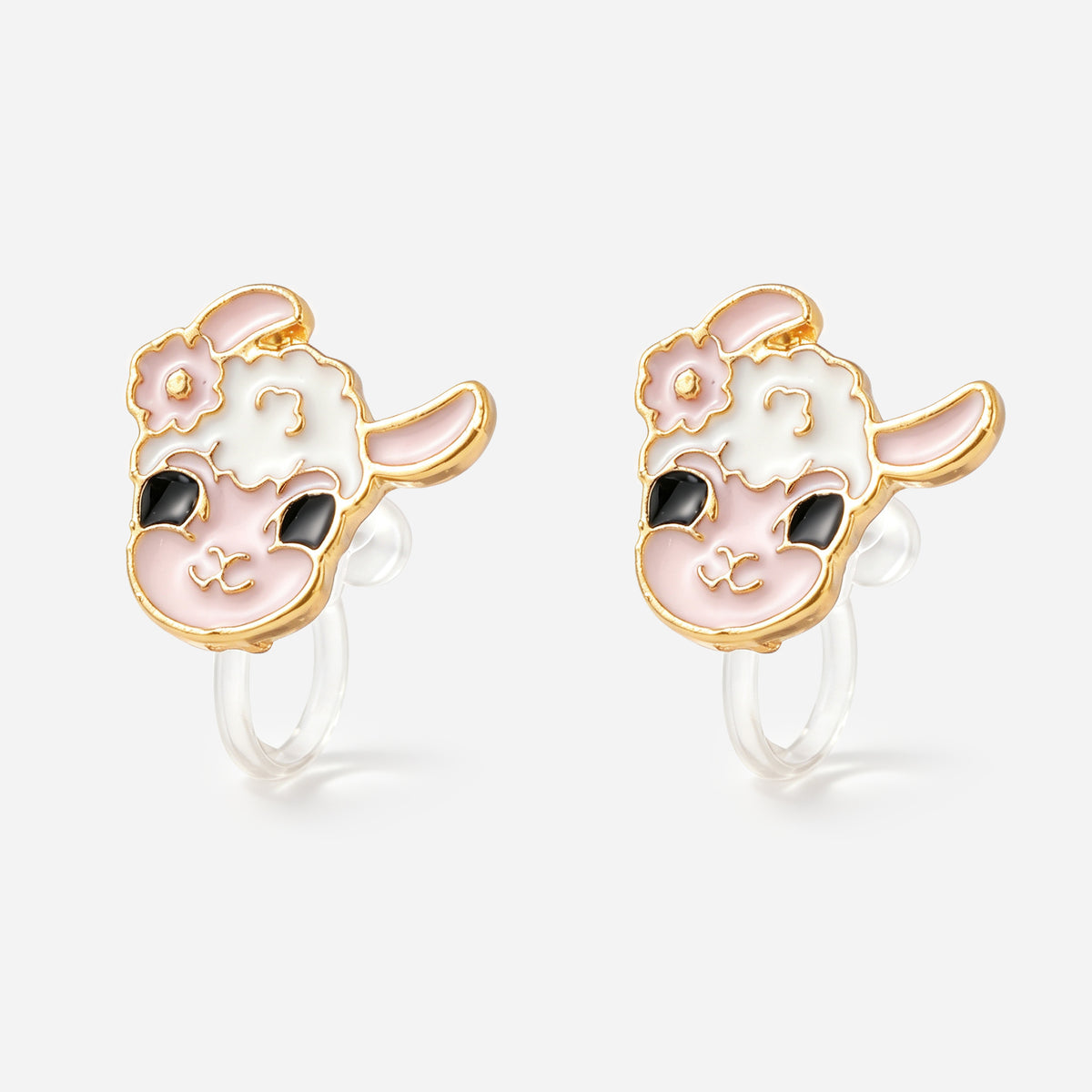 Flower Crown Llama Clip-On Earrings - resin clip detail