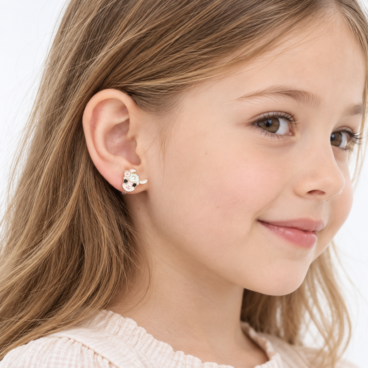 Flower Crown Llama Clip-On Earrings - worn on the ear