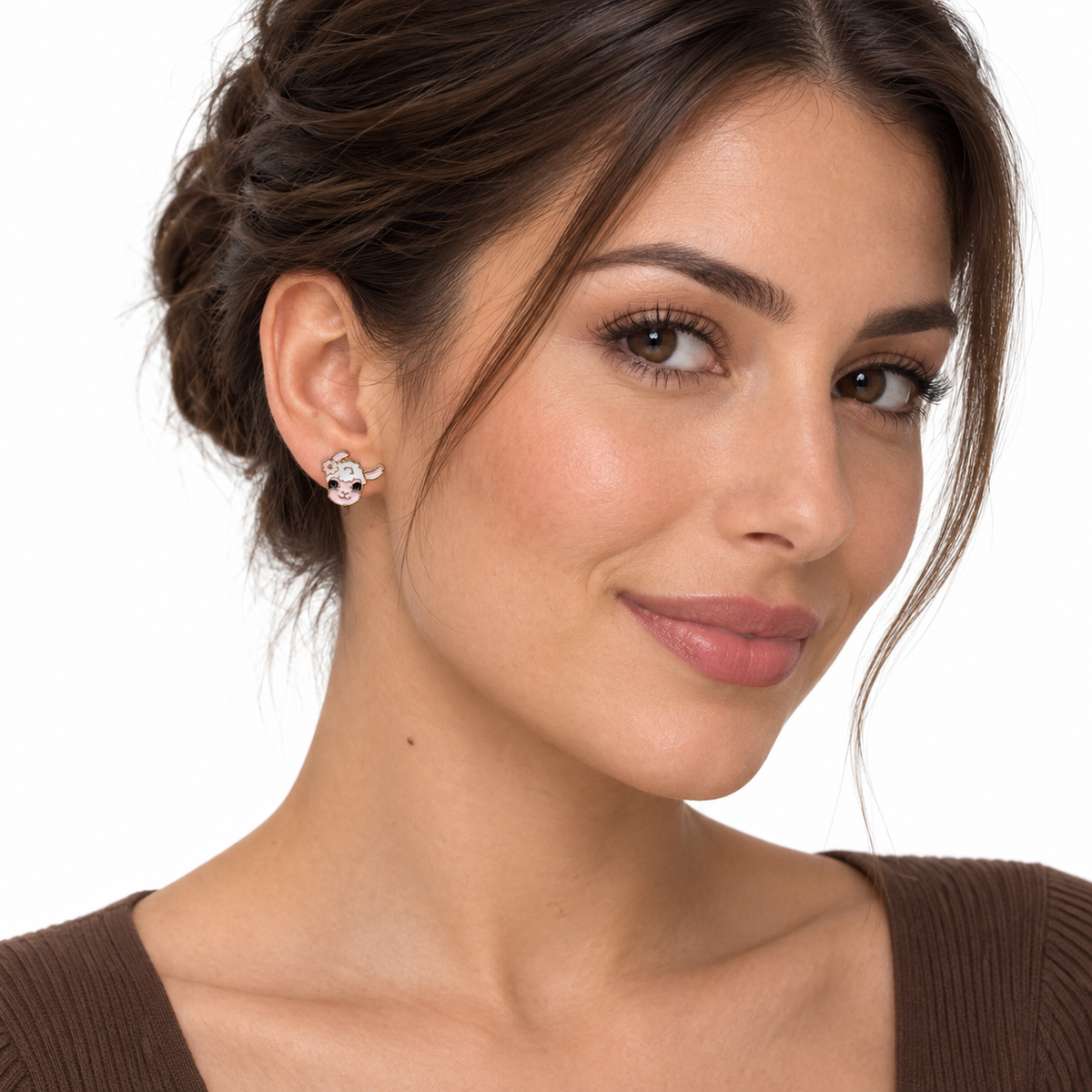 Flower Crown Llama Clip-On Earrings - worn on the ear