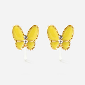Sparkling Yellow Butterfly Clip-On Earrings - product view