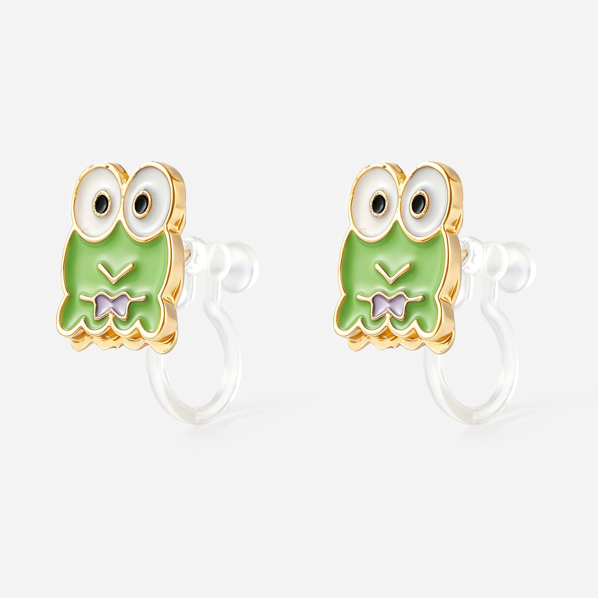 Little Green Frog Clip-On Earrings - product view