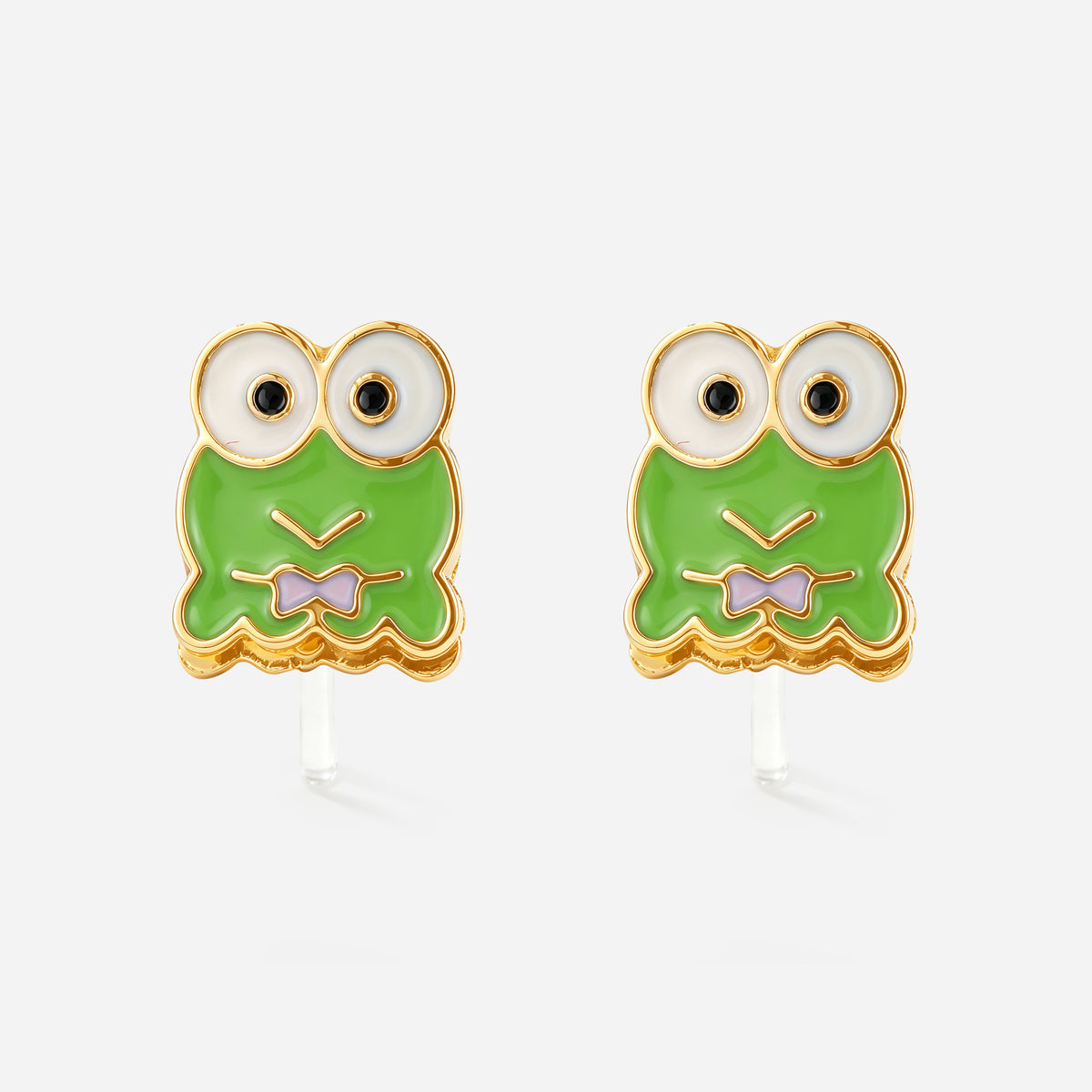Little Green Frog Clip-On Earrings - resin clip detail
