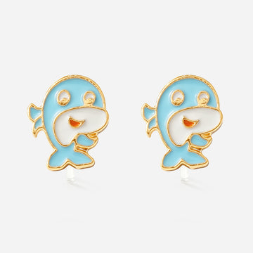 Little Blue Whale Clip-On Earrings - product view