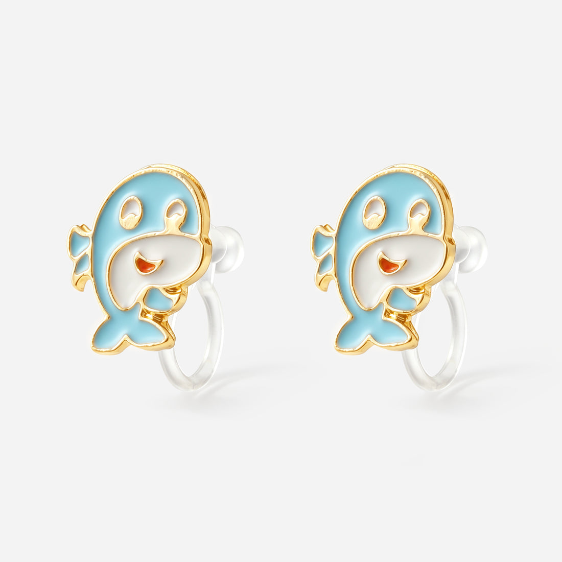Little Blue Whale Clip-On Earrings - product view