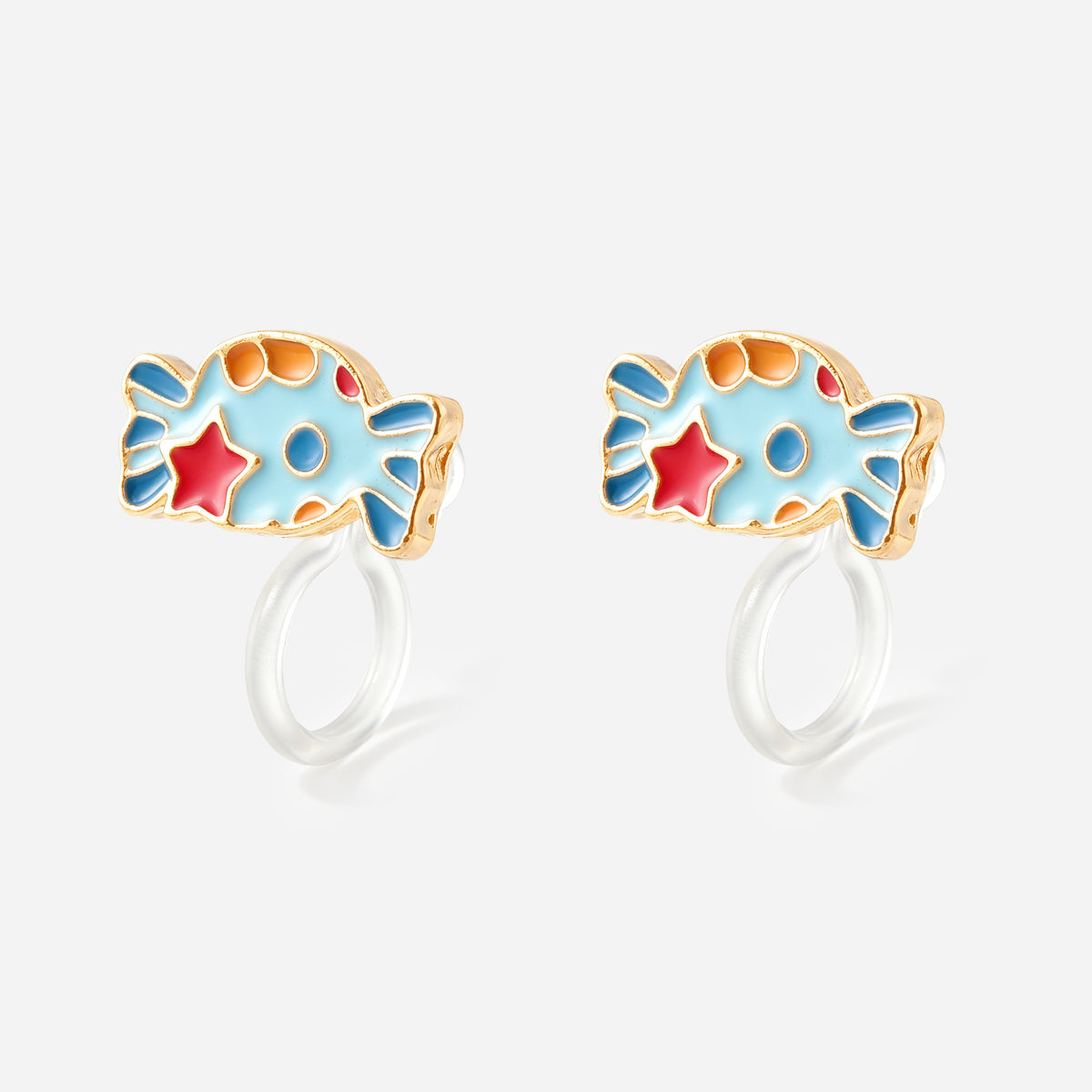 Starry Blue Fish Clip-On Earrings - product view
