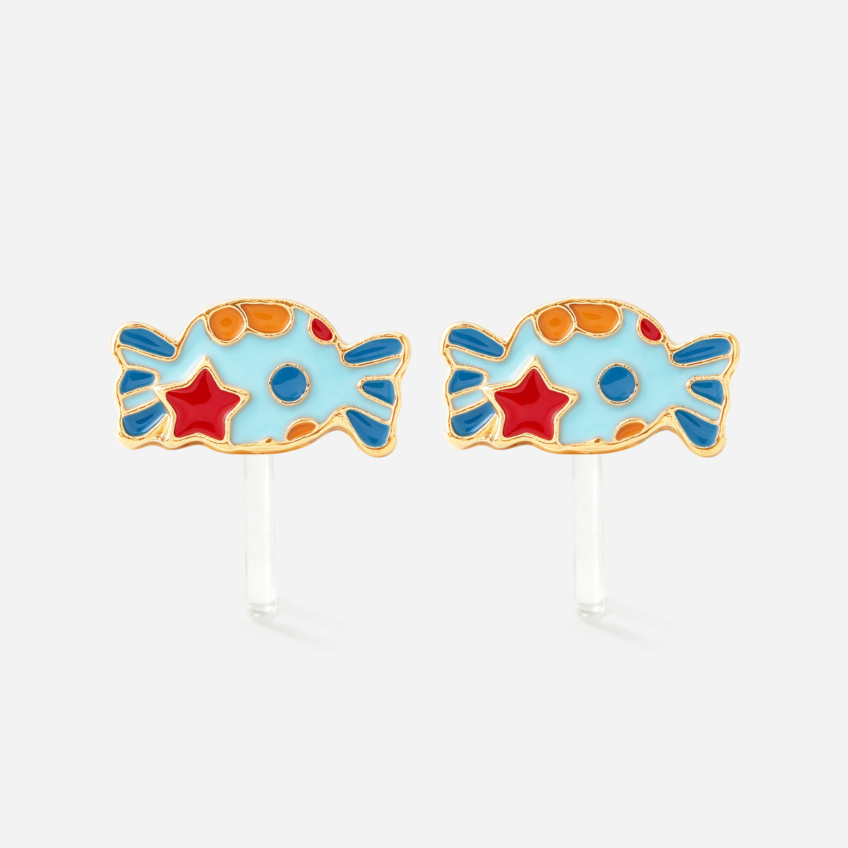 Starry Blue Fish Clip-On Earrings - resin clip detail