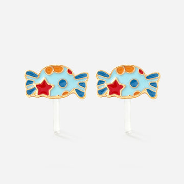 Starry Blue Fish Clip-On Earrings - resin clip detail