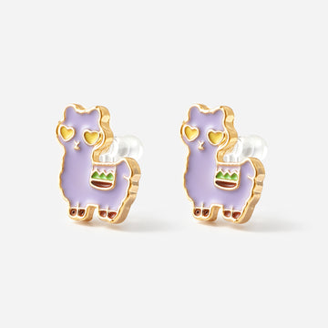 Purple Llama Clip-On Earrings - product view
