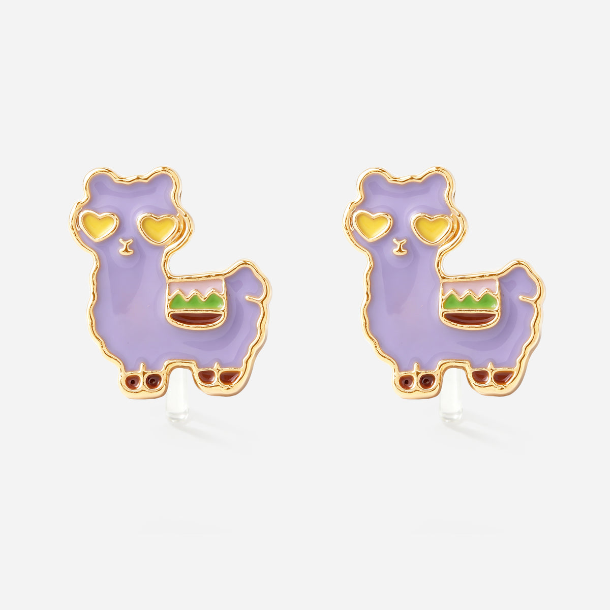 Purple Llama Clip-On Earrings - resin clip detail