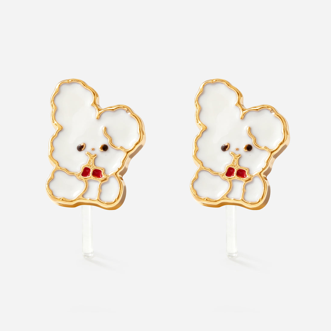Little White Bunny Clip-On Earrings - product view