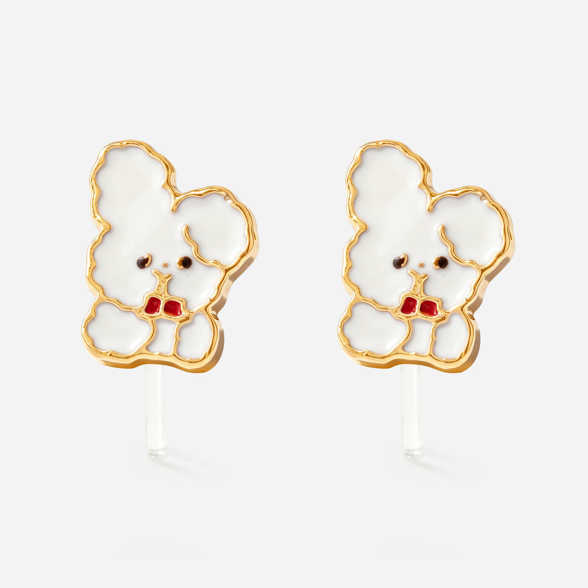 Little White Bunny Clip-On Earrings - product view