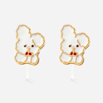Little White Bunny Clip-On Earrings - product view