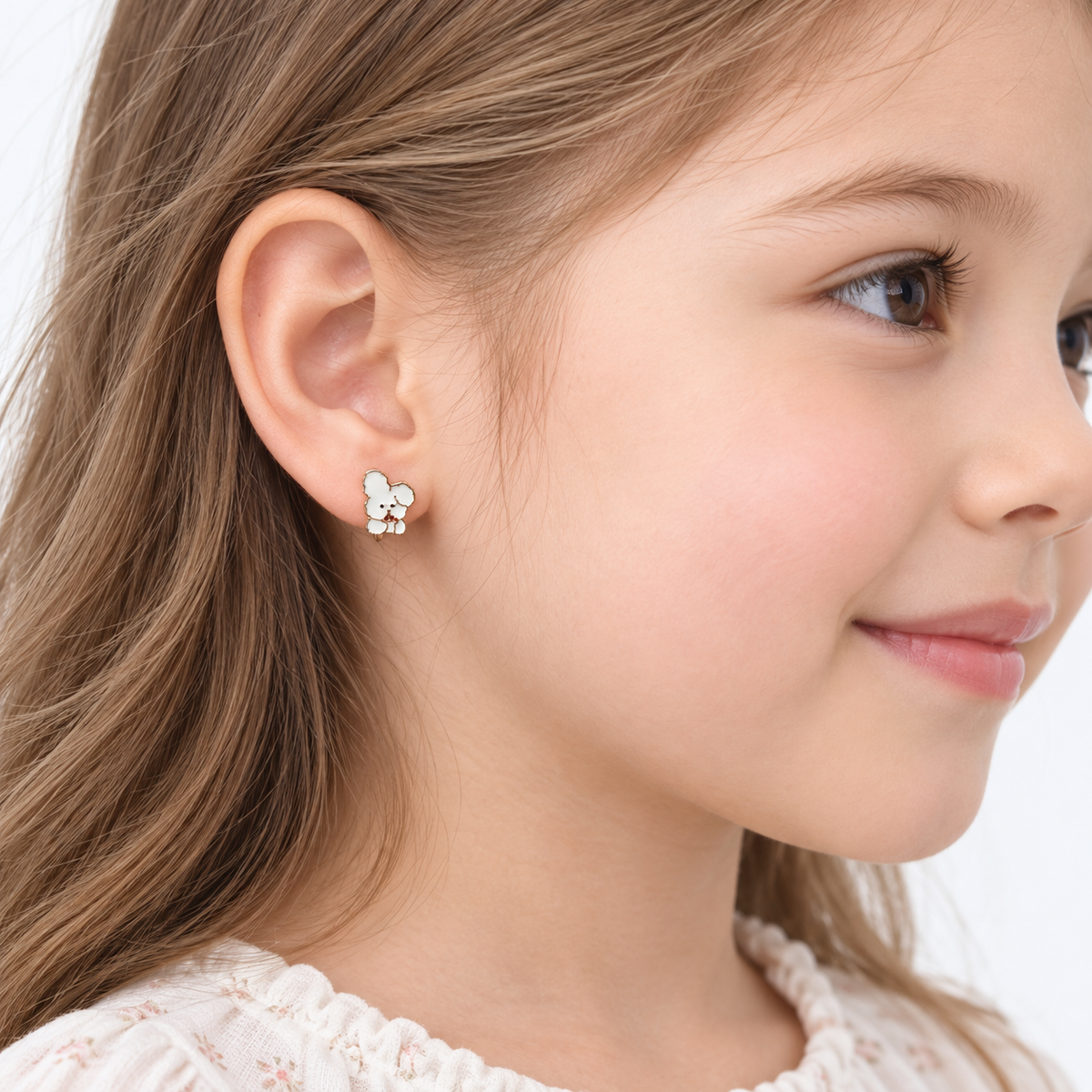 Little White Bunny Clip-On Earrings - worn on the ear