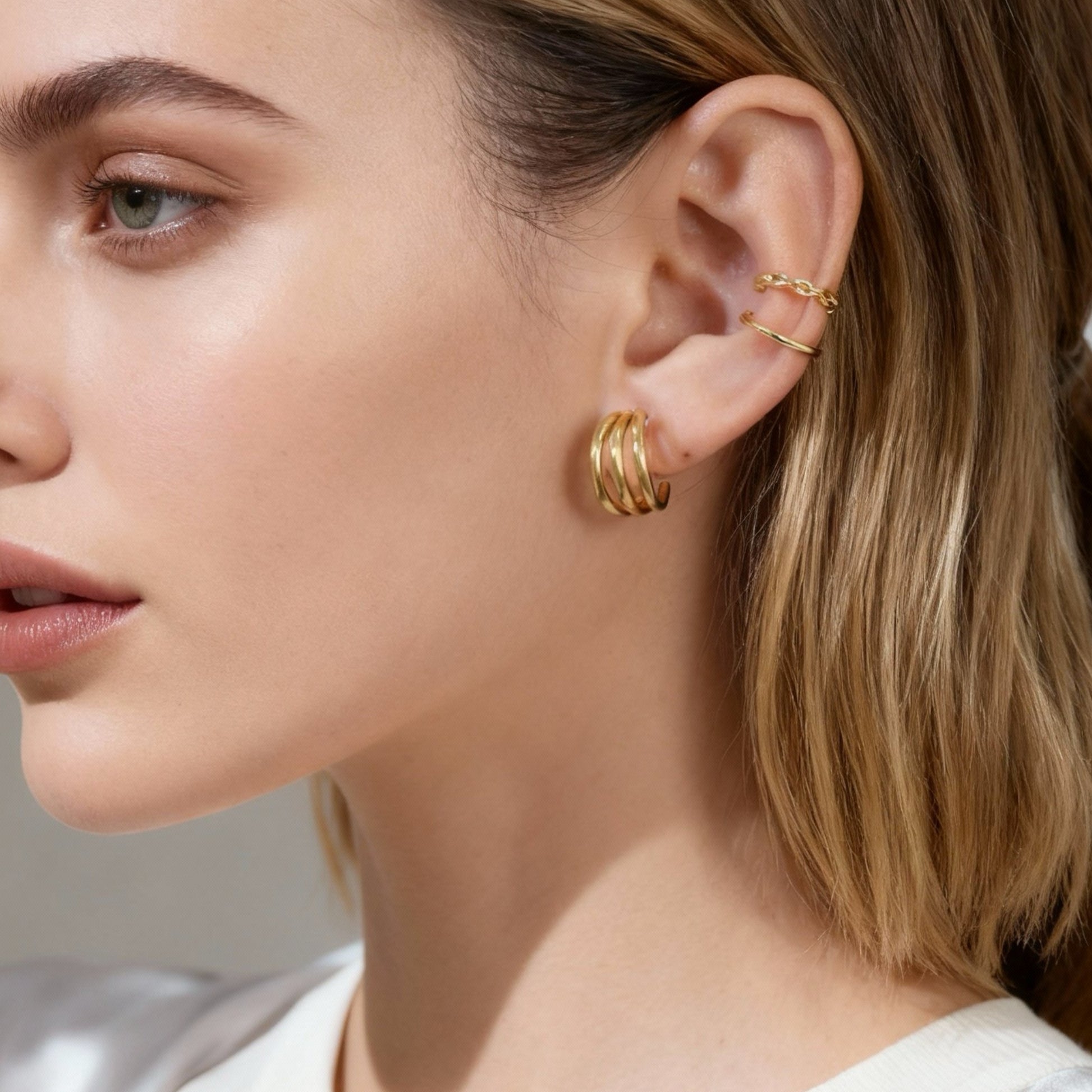 Small Three Wire Clip-on Hoop Earrings for non-pierced ears – SOMIY