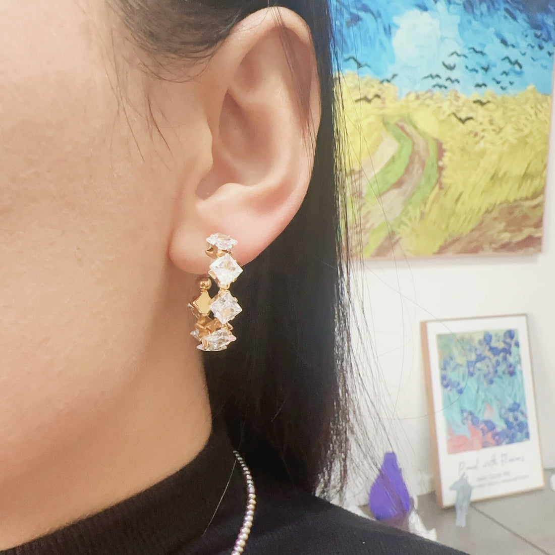 Gold Resin CZhoop clip-on earrings by SOMIY – pain-free non-pierced jewelry for everyday wear