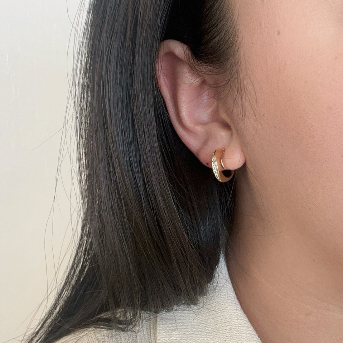 Gold Pavehoop clip-on earrings by SOMIY – pain-free non-pierced jewelry for everyday wear