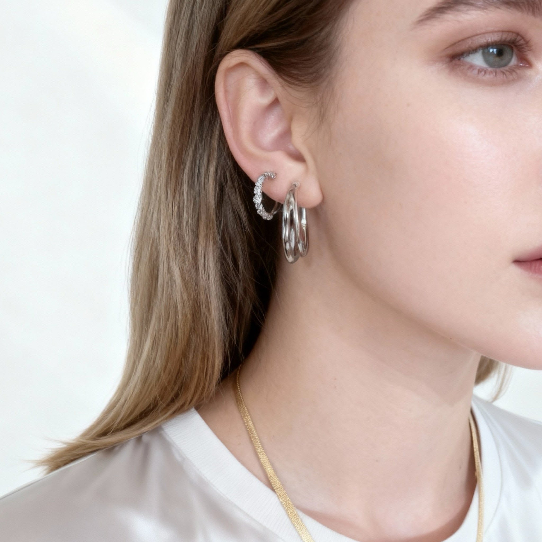 Textured Bamboo-Inspired Clip-On Hoop Earrings