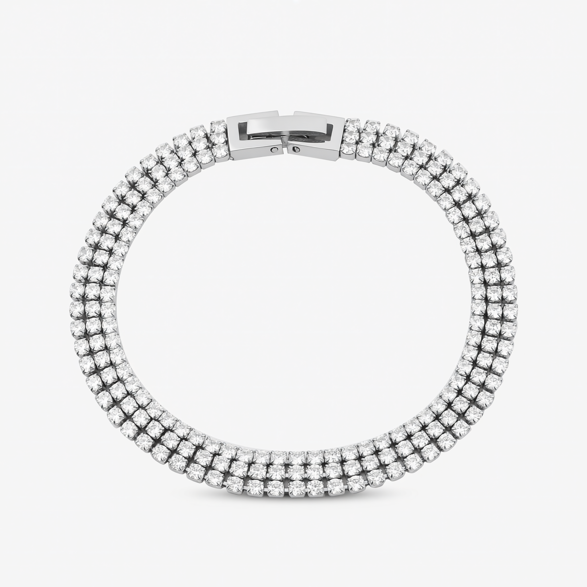 Triple-Row Radiant Zircon Tennis Bracelet