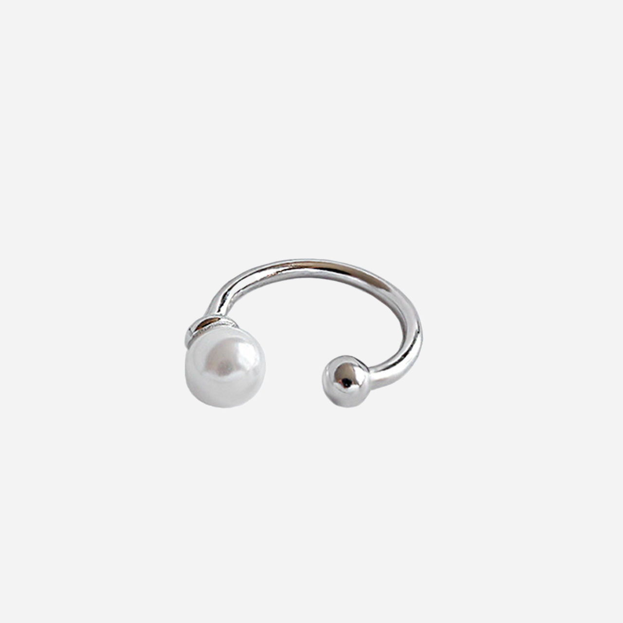 S925 Sterling Silver Round Pearl Shell Bead Ear Cuff by SOMIY | S925 Sterling Silver Ear Cuff Jewelry