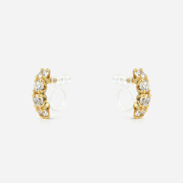 Gold crescent crystal clip-on stud earrings with invisible resin clips | SOMIY
