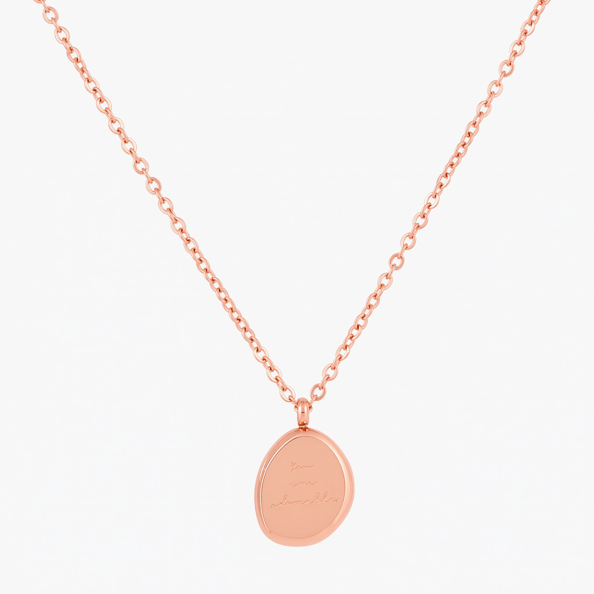 Organic Engraved Oval Pendant Necklace