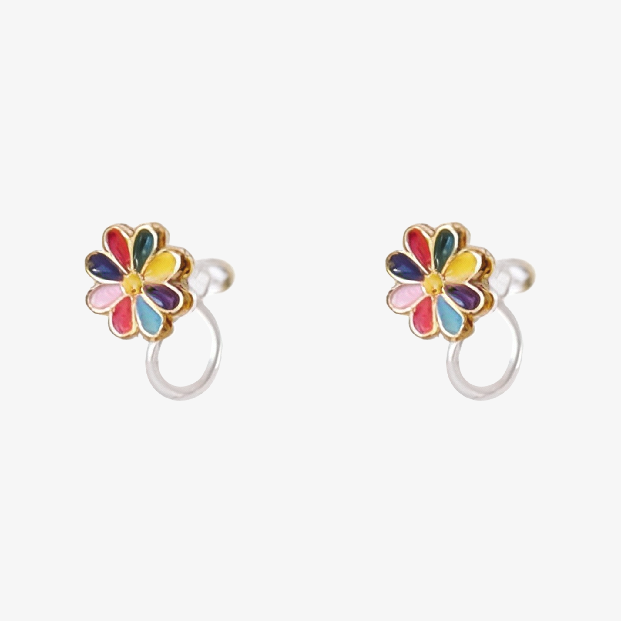 Pendientes de clip con flores rosas lindas para niñas