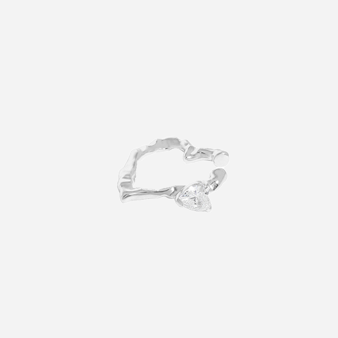 S925 Sterling Silver Heart-Shaped Micro-Pavé Zirconia Textured Ear Cuff by SOMIY | S925 Sterling Silver Ear Cuff Jewelry
