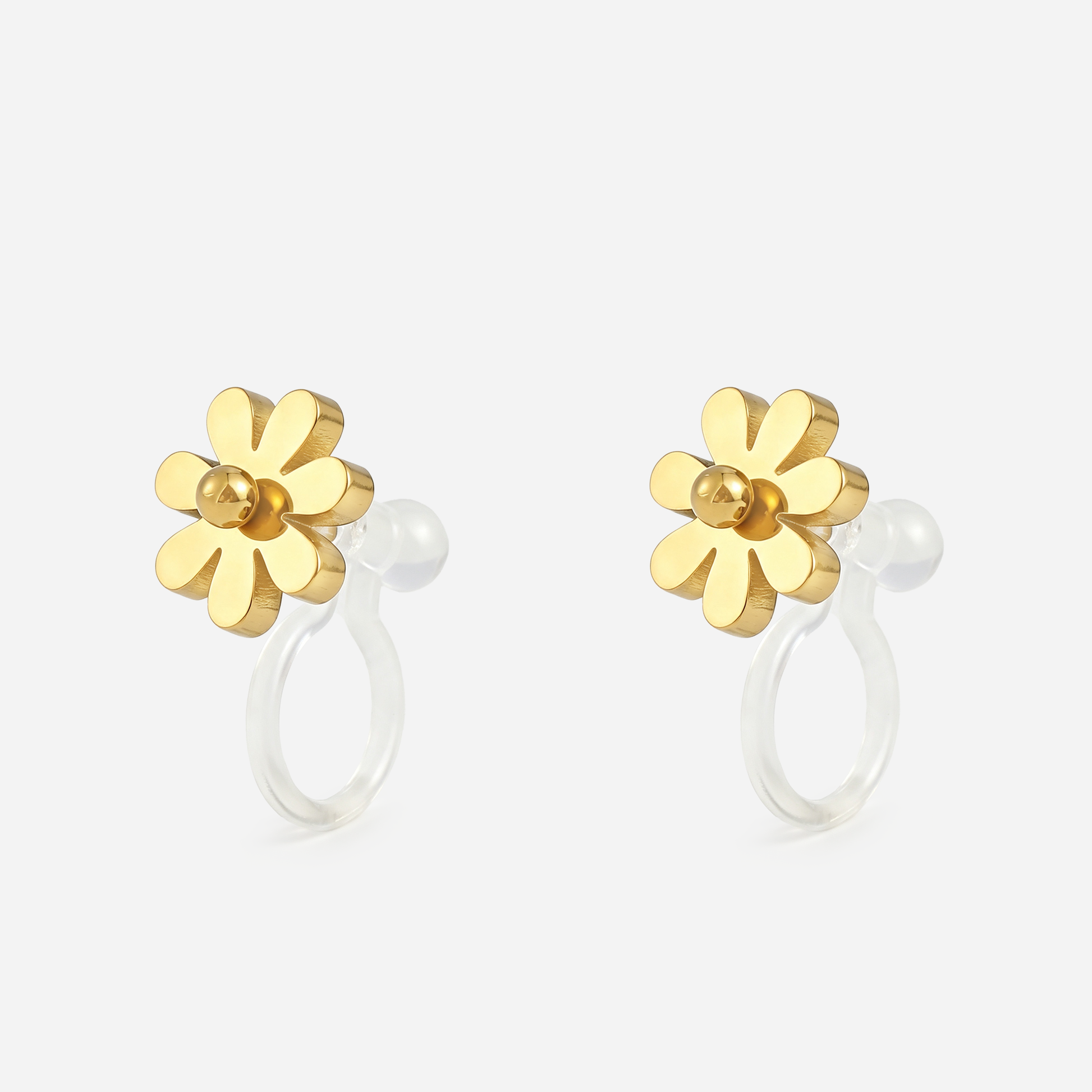 Daisy Clip-On Stud Earrings in gold angle view