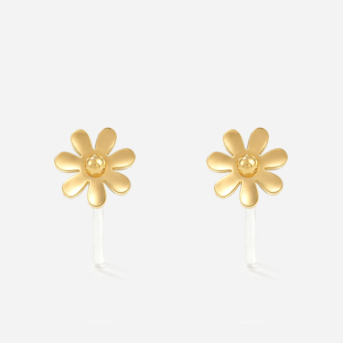 Daisy Clip-On Stud Earrings in gold front view