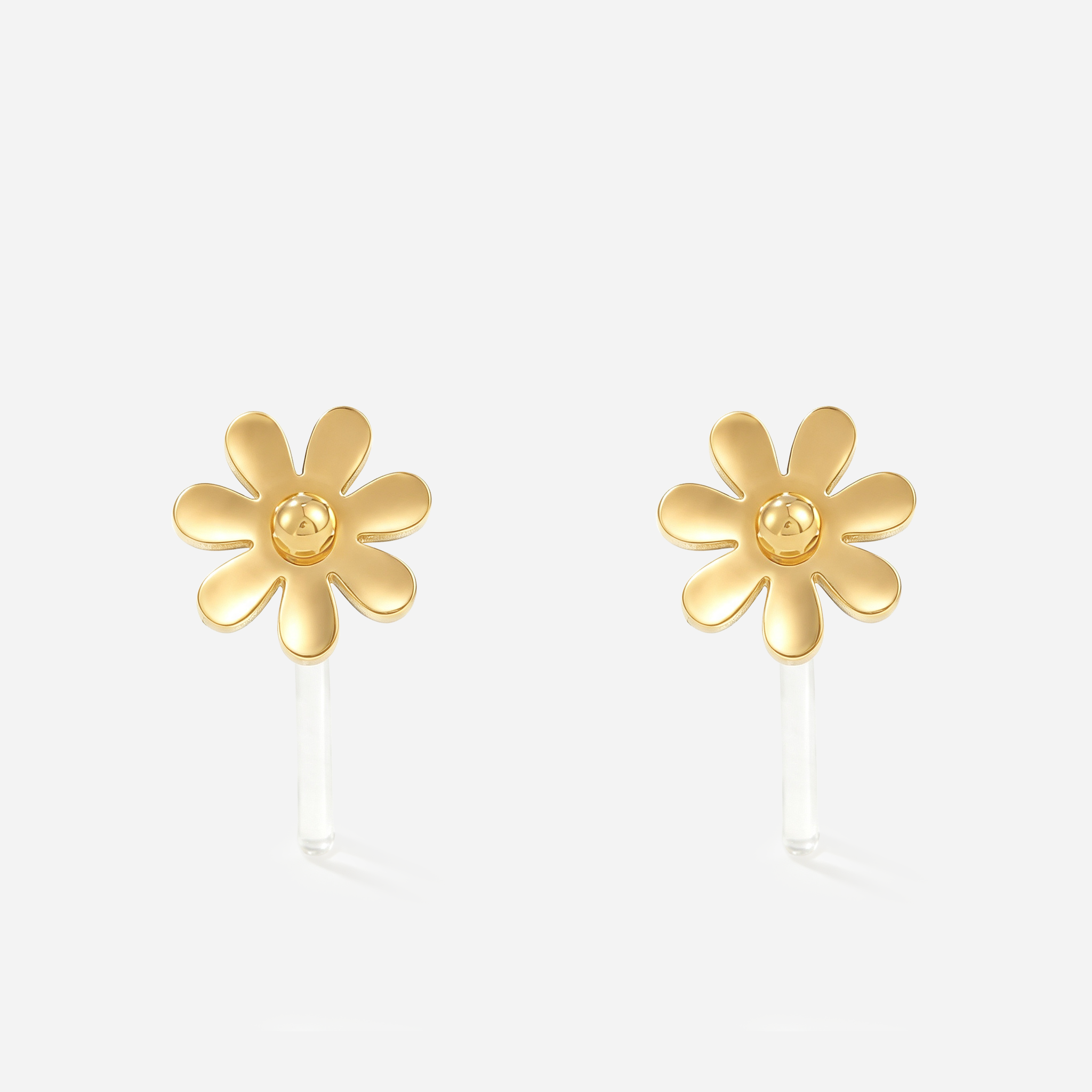 Daisy Clip-On Stud Earrings in gold front view
