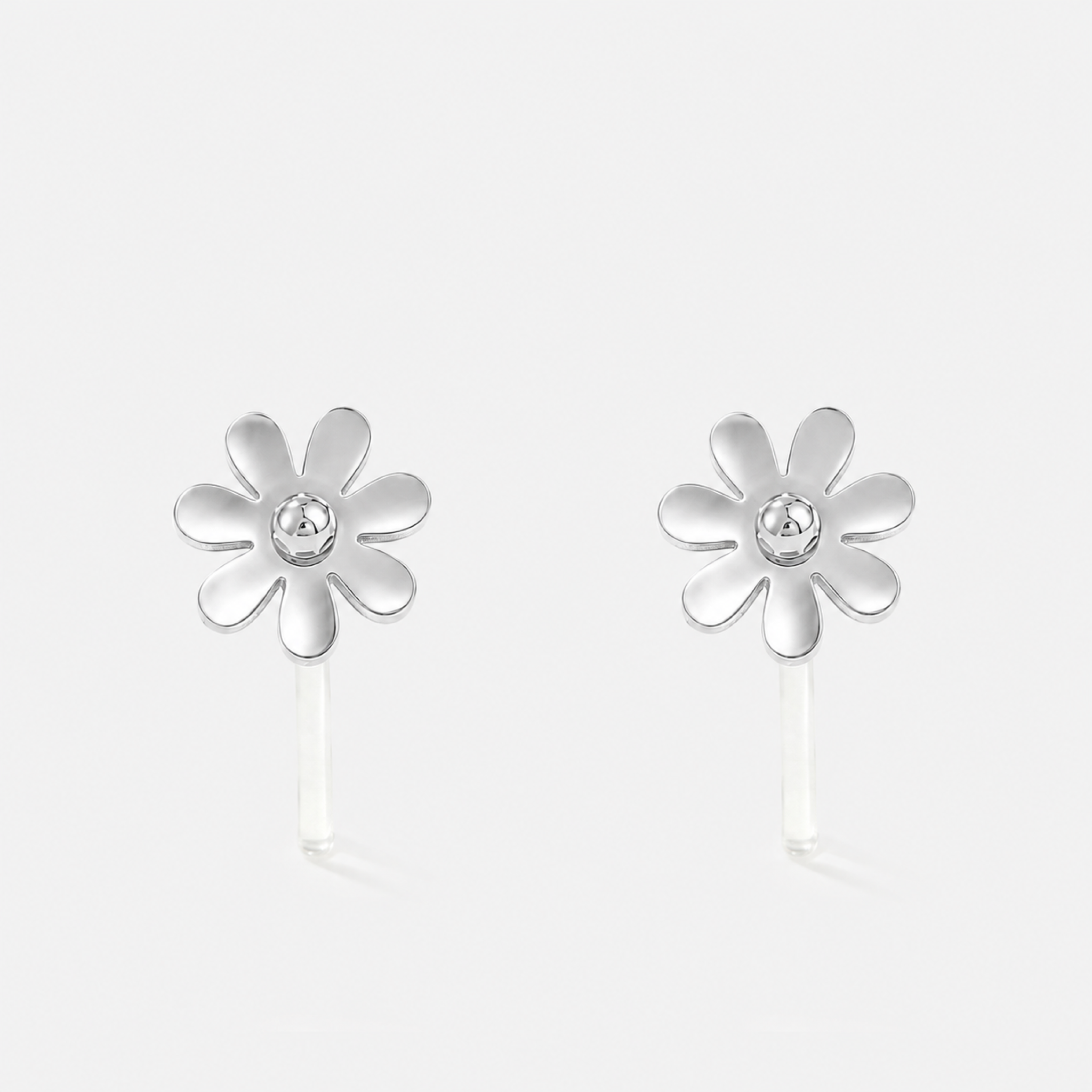 Daisy Clip-On Stud Earrings in silver front view