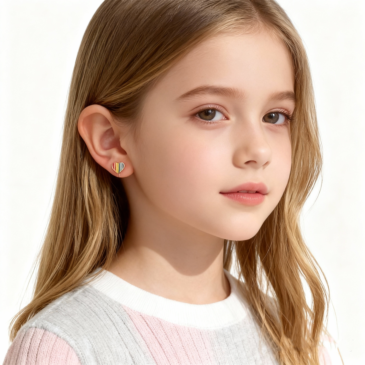 Regenboog Hart Schattige Clip Op Oorbellen